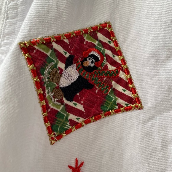 CHRISTMAS PATCHWORK SHIRT Holiday Blouse Women Button-Down 2X Cute - Picture 13 of 16